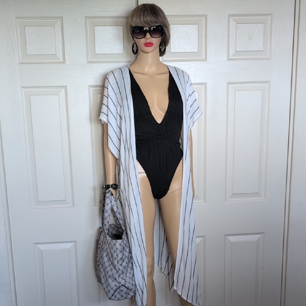 Zaful  Swimsuit with Striped Cover-Up